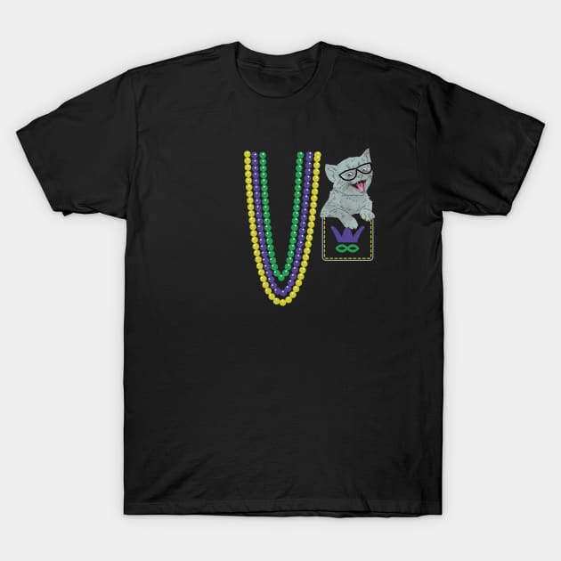 Funny Pocket Kitty Mardi Gras Parade Costume T-Shirt by okpinsArtDesign